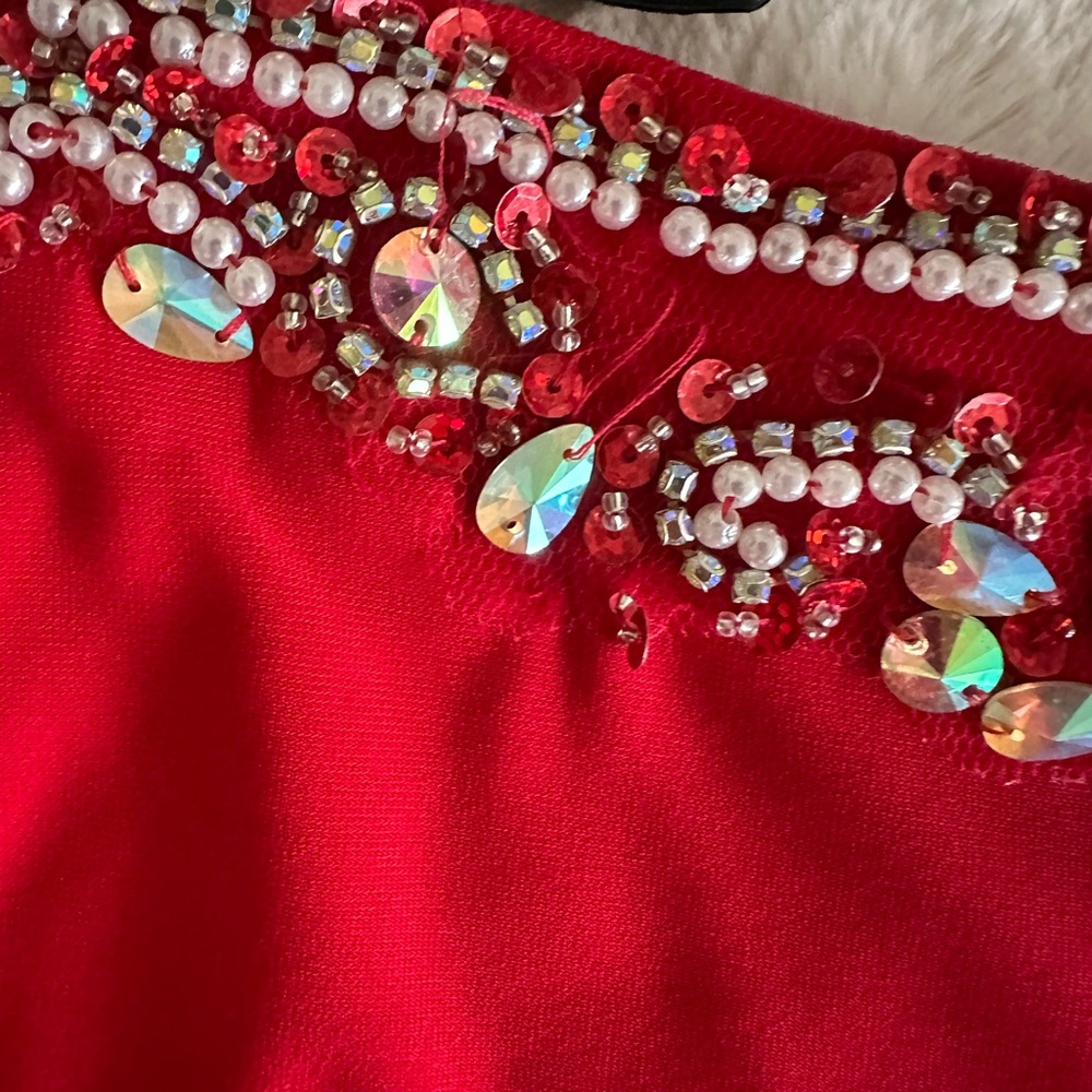 Red two piece beaded homecoming formal dress - Picture 14 of 16